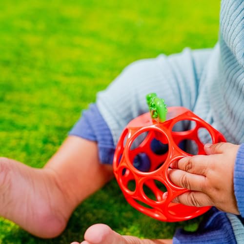 Image of Bright Starts Oball Easy Grasp Red Apple Teether Toy, Hold My Own Collection, BPA Free, Unisex, Newborn and Up