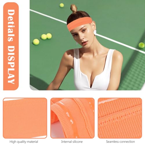 Image of Workout Headbands Non Slip Headband Sport Headbands Sweatbands Elastic Sport Hair Bands for Sports Travel Indoor Fitness Gym
