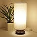 DEEPLITE Table Lamp, Small Table Lamp with LED Bulb Included, Bedside Desk Lamp for Bedroom Nightstands, Coffee Tables, Living Rooms, Cylinder Fabric Shade, Wooden Base