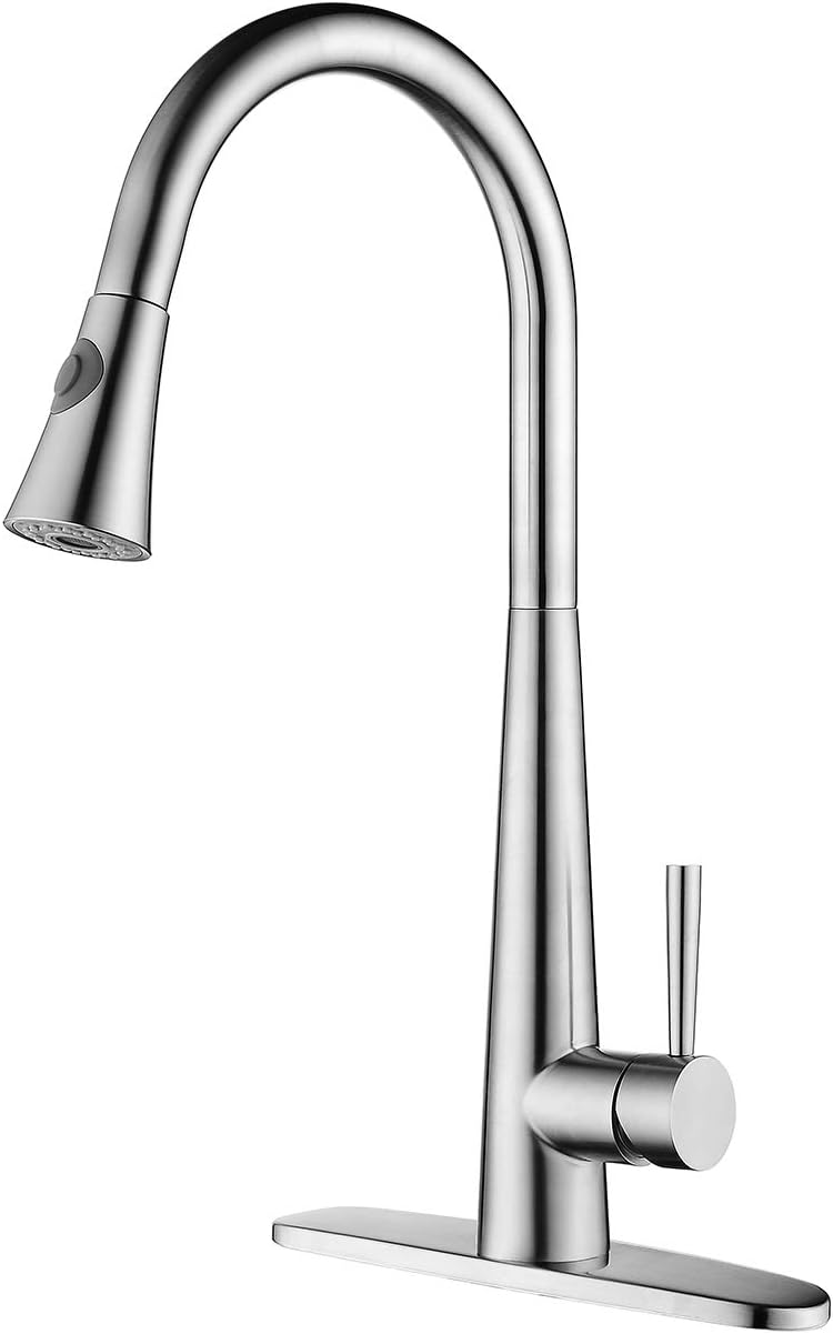 OLEAH 1 or 3 Hole Stainless Steel Brushed Finished Kitchen Faucet with
