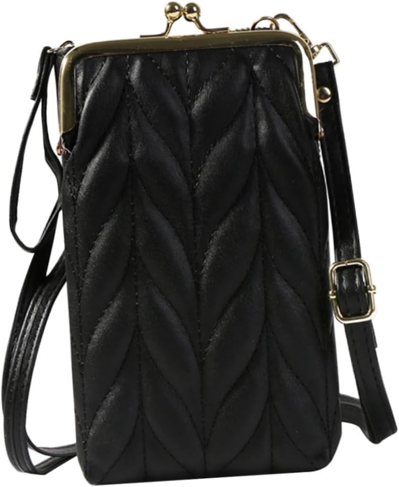 Women’s Outdoor Crossbody Phone Bag with Zipper, Black Single-shoulder Messenger Pouch for Card Storage and Mobile Phone, Casual Vertical Small Wallet for Travel and Everyday Use