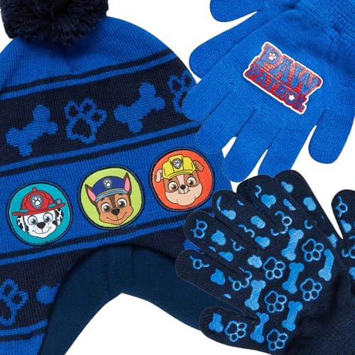 Image of Nickelodeon Boys Paw Patrol Winter Hat, 2 Pair Gloves or Mittens (Toddler /Little Boys)