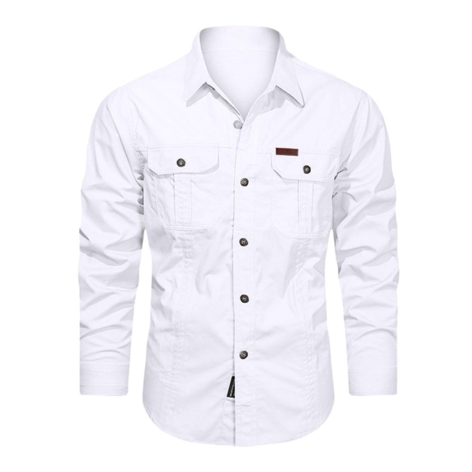 Chemise unie manches longues pour hommes coupe décontractée