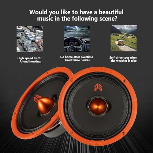 Image of MX65E1 Loudspeaker 6.5 Inch Midrange 400 Watts 6 Ohms Orange Bullet, Premium Quality Audio Door Speakers for Car or Truck Stereo Sound System, Orange (2 Speakers)