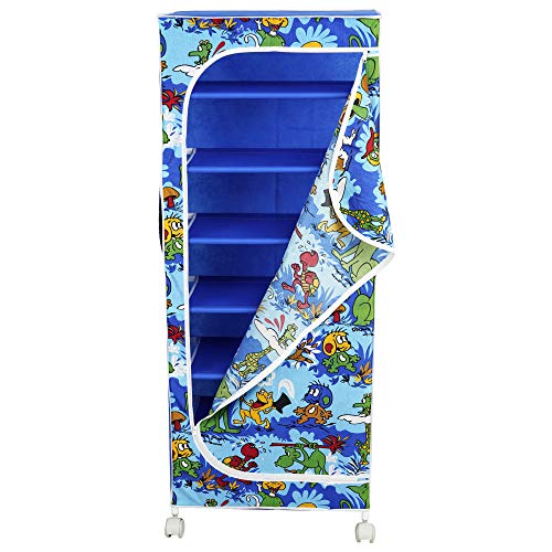 Image of Little One'S | 7 Shelves Baby Foldable Wardrobe | Jungle Blue (Made In India) - Fabric