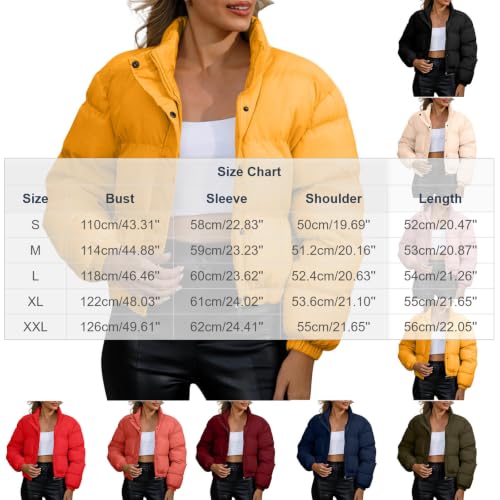 Cropped Puffer Jacket Women Winter Warm High Collar Zip Up Bubble Coats - image 6