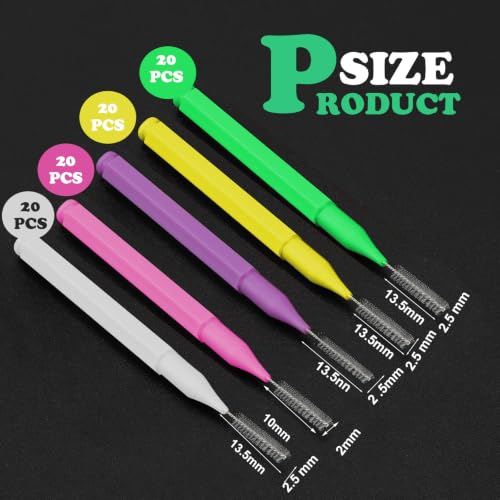 Image of Patelai 100 Pcs Braces Dental Brushes, Mixed Colors, Various Sizes