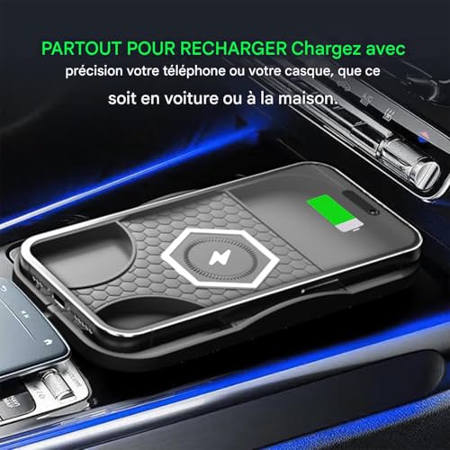Cargador inalámbrico de coche 15W con base de silicona antideslizante para salpicadero de sedán 2
