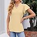 Womens T Shirts Trendy 2026 Eyelet V Neck Tops Loose Short Sleeve Shirts Casual Summer Beach Vacation Clothes（2-Yellow,XX-Large）