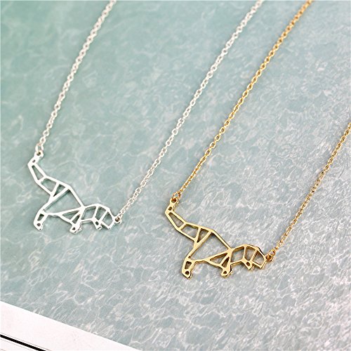 AOCHEE Dinosaur Pendant Necklace Geometric T-Rex Necklace Origami Jewelry2