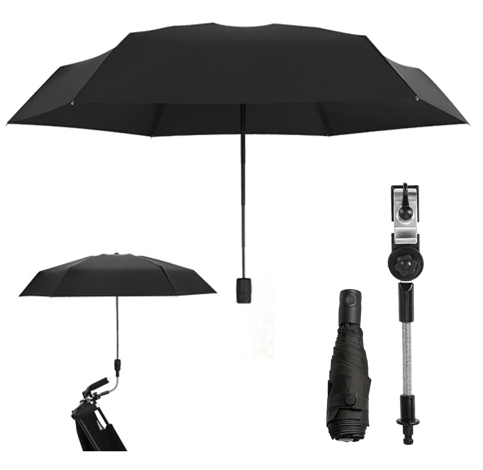 Ombrello Passeggino Universale Ombrello Passeggino Anti UV 50+, Diametro 90cm, Ombrello Passeggino per Carrozzina con Clip Regolabile Una Maniglia, Ombrello Universale per Passeggino