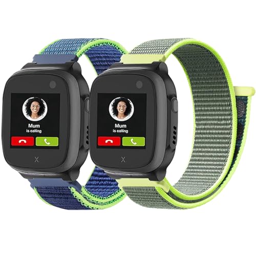 Lurmerea 2 Bracelets en Nylon 16mm Compatibles avec Xplora X5 Play/Kidzi/XGO 2/XGO 3, Accessoire pour Montre Connectée Enfant Confortable Etanche Ajustable Remplacement pour Filles Garçons