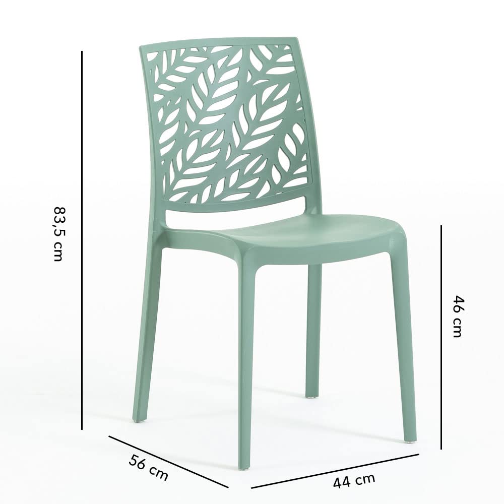 Sedie in polipropilene con fibra di vetro impilabili per interno, cucina o sala da pranzo, per esterno e giardino, sedie da bar e ristorante, di design - Dafne (4 Sedie, Verde Salvia)