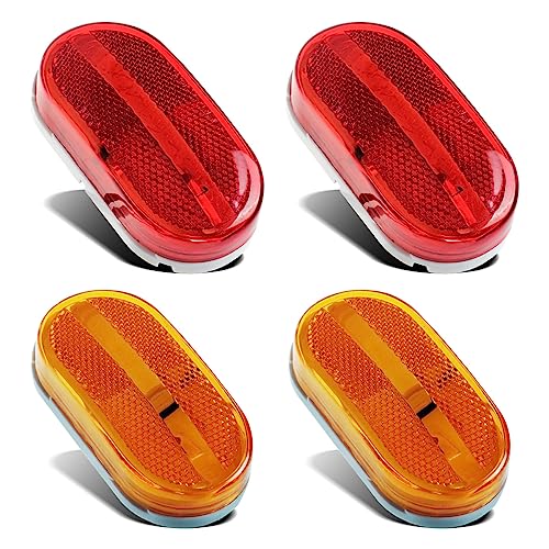 Partsam 4x Rectangular 4 Inch LED Front Rear Side Marker Clearance Lights Indicator [DOT Certified] for RV Camper Motorhome Truck Trailer