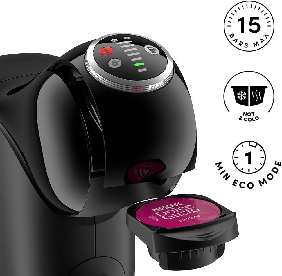 Image of De'Longhi Nescafe Dolce Gusto Genio S Plus EDG315.B, Automatic Coffee Maker, Capsule Coffee Machine, Espresso Boost, Cappuccino, Energy Saving Automatic Shut-off, 15 Bar Pressure, Black