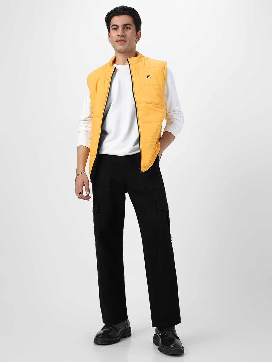 Urbano Fashion Men's Mustard Sleeveless Zippered Puffer Jacket (jakt-puff-slvless-mustd-xl) 3