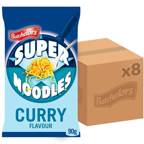 Batchelors Super Noodles Curry Flavour, Instant Snack Ready in 4 Minutes, 90 g Packet (Pack Of 8)