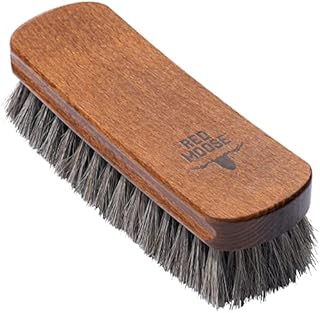 Horsehair Shoe Brush - Shoe Polish Brush for Leather, Boots, Shine - Red Moose