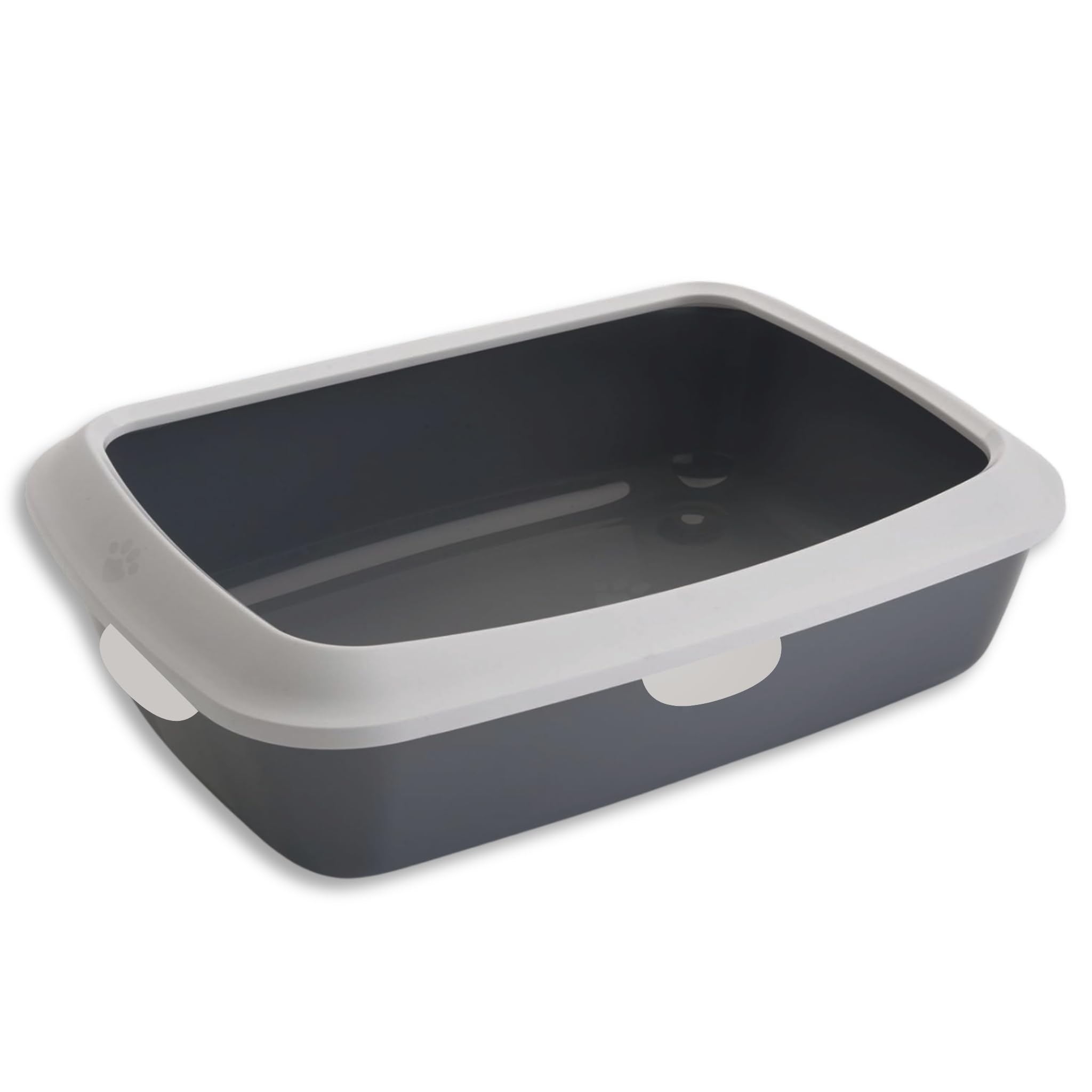 Foodie Puppies Rectangle Cat Litter Tray (Large (Grey) - 59 x 47 x 19 cm) with Rim, Reduces Odor, Perfect Starter for Toilet Training Your Kitten and Puppies