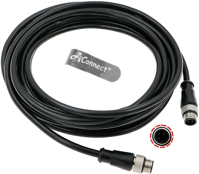 AConenct M12 A-Code 3-Pin Male to Male Cable, 10m/32.8ft High Flex Sensor Actuator Cable for Industrial Sensors, Actuators, PLCs & I/O Modules, Oil Resistant, IP67 Rated