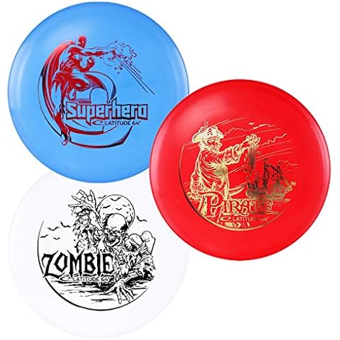 Dynamic Discs Latitude 64° SPZ Disc Golf Starter Set | Set Includes a Base Plastic Superhero, Pirate, and Zombie | Beginner Friendly Disc Golf Starter Set | Stamp Colors Will Vary (3 Discs) Cover