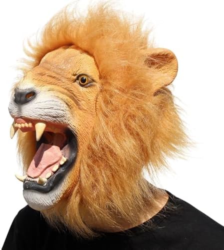 CreepyParty Novelty Halloween Costume Party Animal Head Mask - King Lion