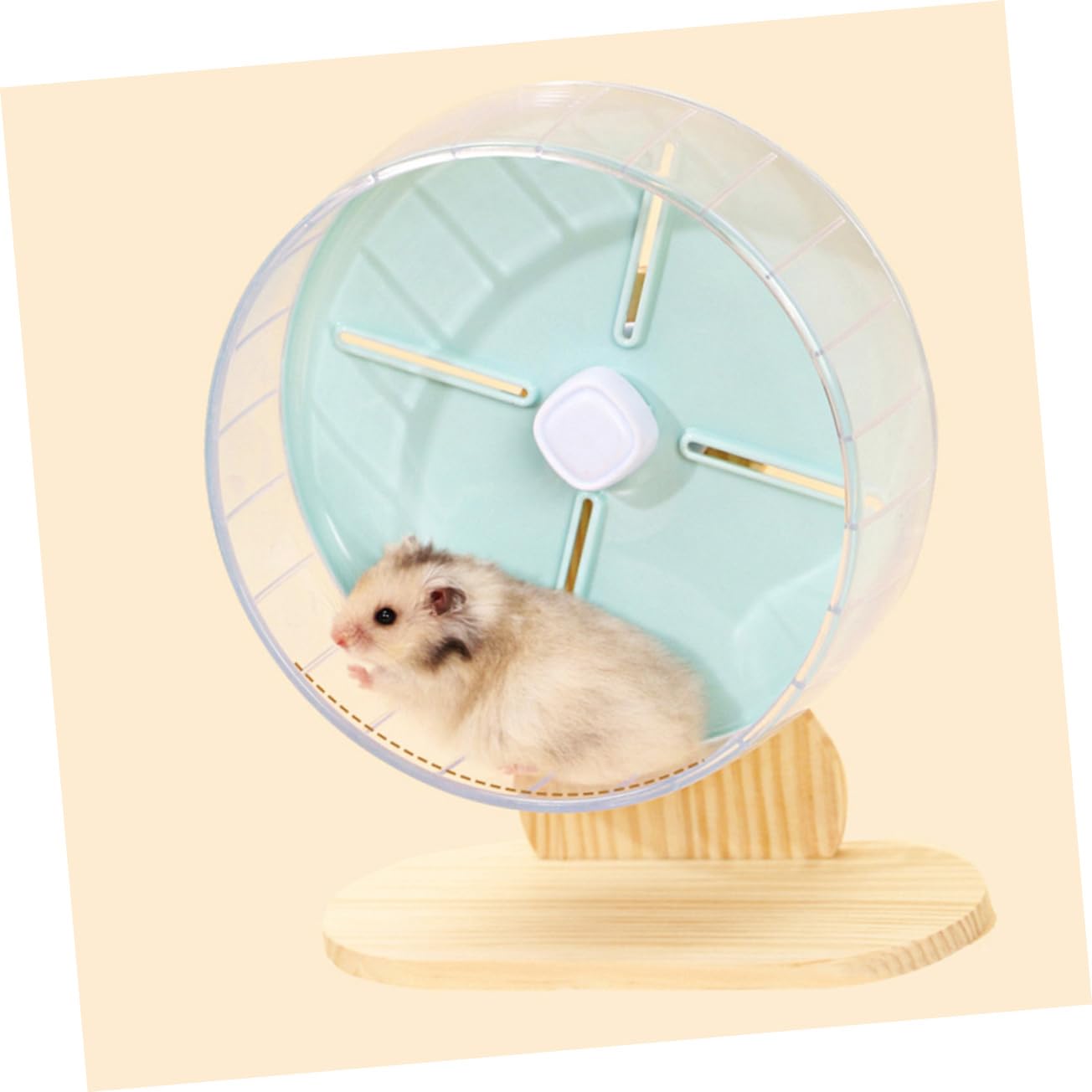 FRCOLOR Rueda para Hámster Silenciosa Soporte, Rueda de Ejercicio para Roedores Pequeña de 20 Cm, Material Abs y Madera, Adecuado para Jaulas de Mascotas y Aumentar Su Actividad