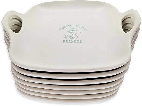 Happy Camper Melamine Snack Plates Set of 7 | Reusable BPA-Free Camping Tray | Lightweight, Shatter-Resistant, Matte Finish | Ideal for Picnic, Kids, Everyday Use