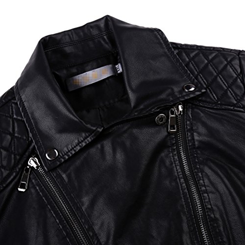 Uaneo Women's Slim Faux Leather Motorcycle Biker Jacket Outerwear (Medium, Black) #TOP2