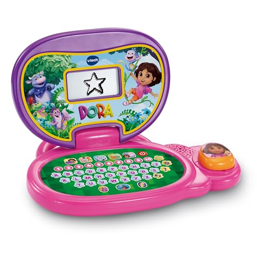 VTech - Mon Ordi Éducatif Dora L’Exploratrice - Ordinateur Enfant Bilingue avec Écran Rétroéclairé, 13 Activités et Jeux Interactifs Dora - Cadeau...