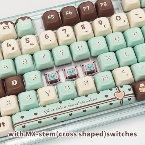 Image of Cute Keycaps Mint Chocolate Green 145 Keys Key Cap for Cherry MX