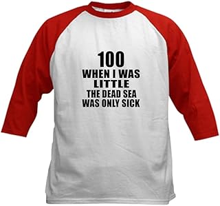 CafePress 100 When I was Little Birthda Kids Baseball Jersey Kids Cotton Baseball Jersey, 3/4 Raglan Sleeve Shirt Red/White