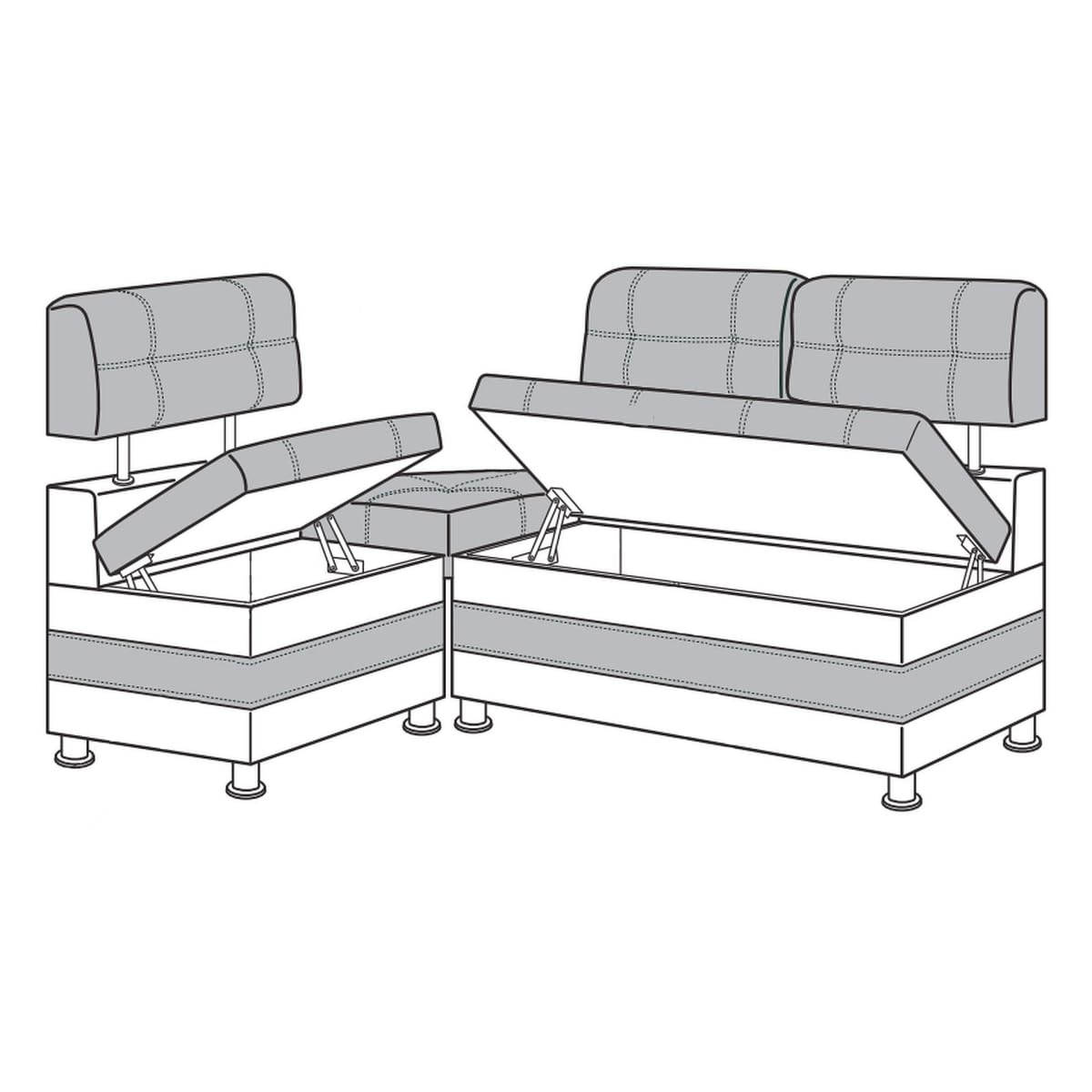 Rodnik Eckbank Latte – Gepolsterte Sitzbank mit Stauraum und Ablage, modernes Design für Küche und Esszimmer