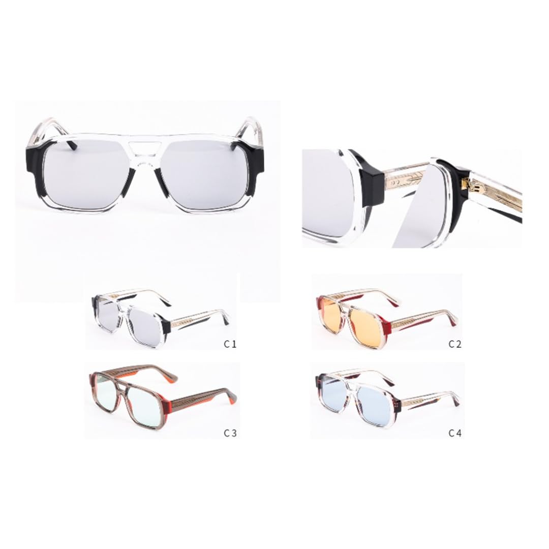 Gafas de sol de acetato hechas a mano, estilo retro, para exteriores, montura grande, protección UV400.