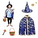 FORMIZON Capa De Mago De Sombrero, Disfraces De Halloween, Capa De Bruja con Bolsa De Caramelos, Infantil Capa, Juego De Roles Vestir para Unisex NiñOs NiñAs Disfraz De Cosplay Fiesta (Azul)