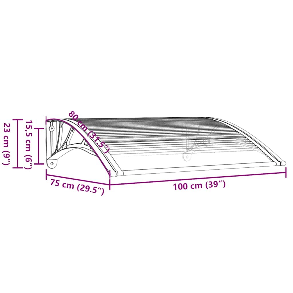 VidaXL Tettoia Per Porta In Policarbonato Nero E Trasparente 100x75 Cm – Protezione Da Pioggia E Neve, Montaggio Facile