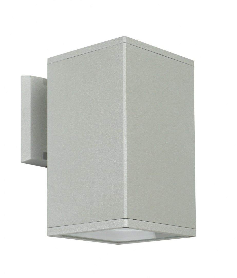 Licht-Erlebnisse Außen Wandlampe eckig IP54 Modern Aluminium in Silber ONTARIO Außenleuchte Haustür Hauseingang