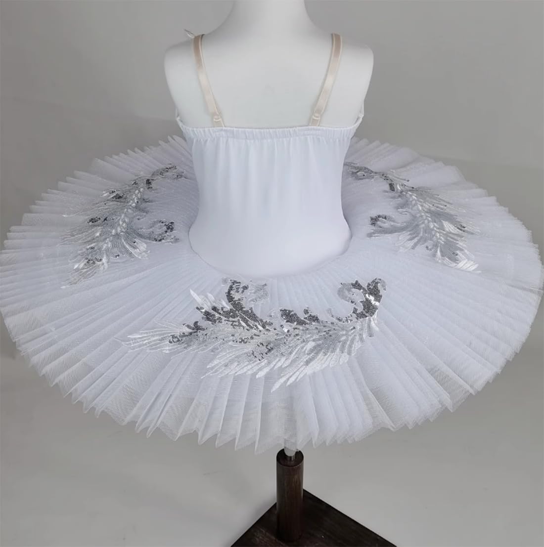 OTMYIGO Robe Tutu de Danse de Ballet du lac des cygnes pour Filles, Justaucorps à col en V Tenue de Danse de Ballerine, Tutu crêpe Robe de Danse fête de Ballerine