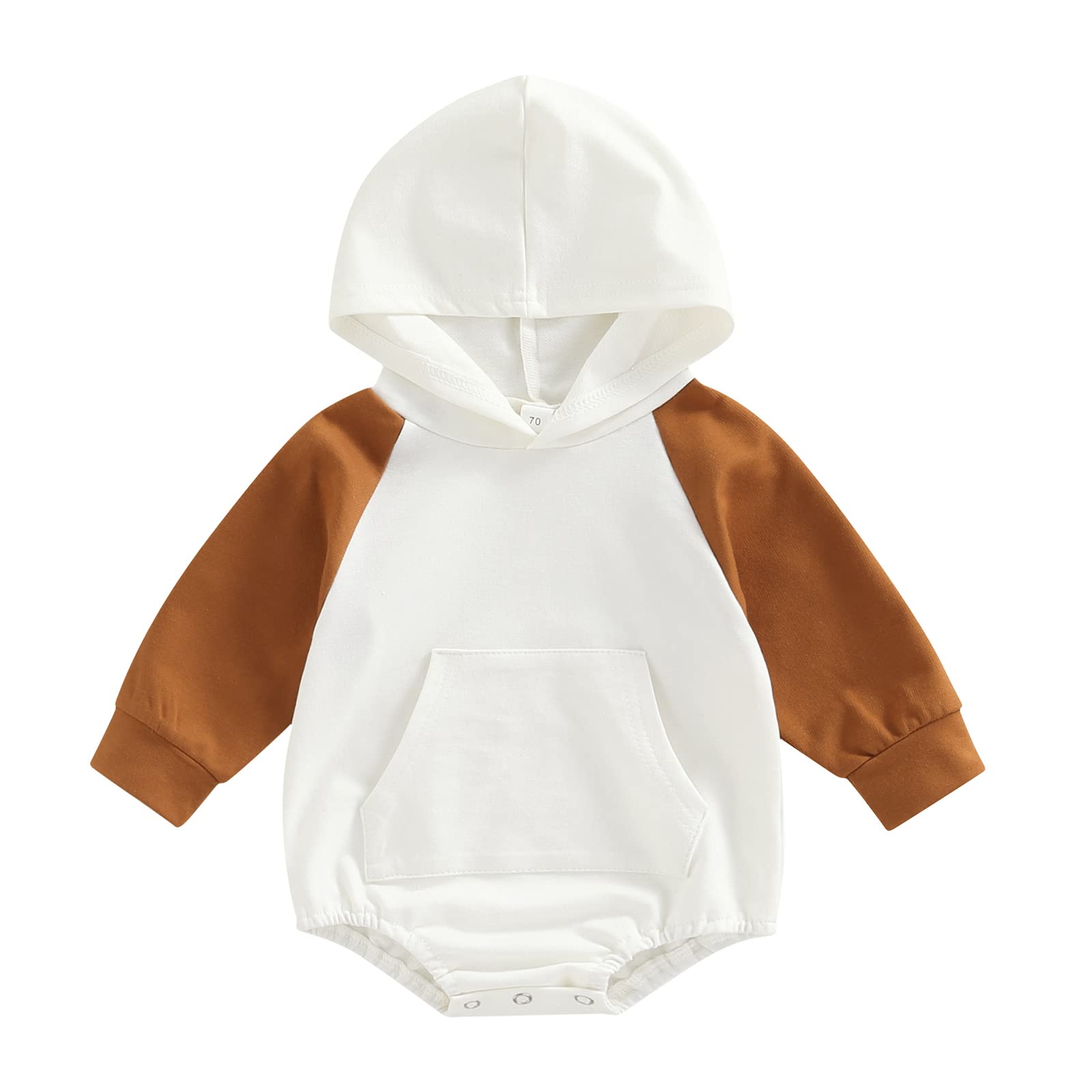 Halloween Outfit Baby Boy Girls Long Sleeve Hoodie Sweatshirt Infant Pumpkin Fall Clothes Pullover Tops (Brown White, 12-18 Months)