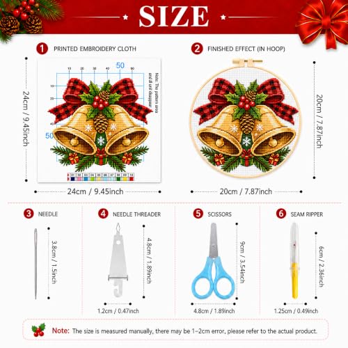 Image of Zhenqing 4 Christmas Cross Stitch Kit, 11CT Santa Truck Bell Set