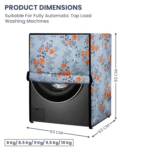 Image of Robustt Waterproof Front Load Fully Automatic Printed Washing Machine Cover for 8 Kg, 8.5 Kg, 9 Kg, 9.5 Kg (63 x 63 x 93 Cms)