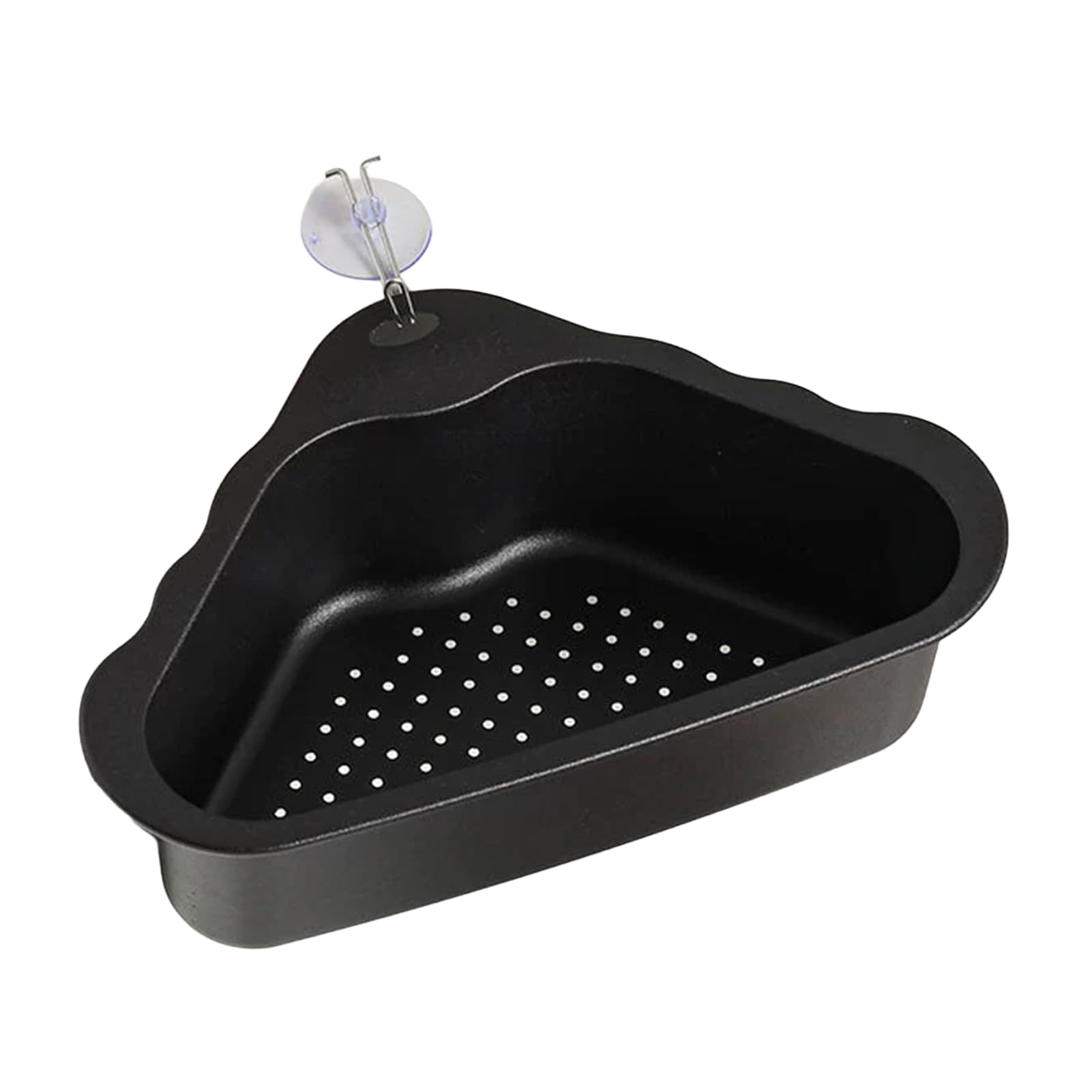 Sink Drain Basket with Suction Cup Fixation Strainer Stainless Steel Triangular Corner Design Food Strainer for Kitchen