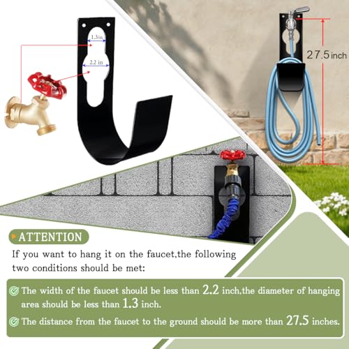 Image of SupKing Hose Hanger Heavy Duty Hose Holder,Garden Hose Reel, Metal Wall Mount Fit to100ft Expandable Watering Hose(Black)