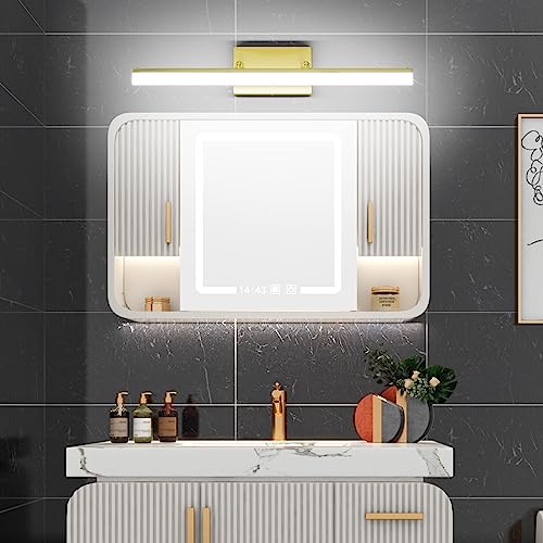 Image of Aipsun Bathroom Vanity Light Brushed Gold Modern LED Vanity Lighting Over Mirror 24inch Adjustable Gold Wall Light for Bathroom (Cool White 5500K)