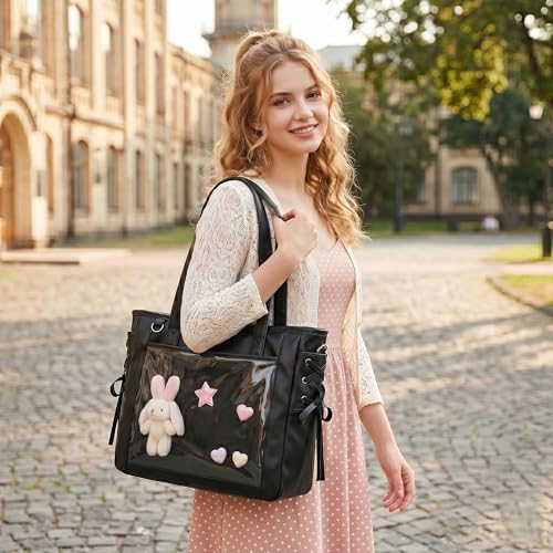 Bolso Cruzado Ita Grande Tote con Ventana Clara y Moños miniatura 2