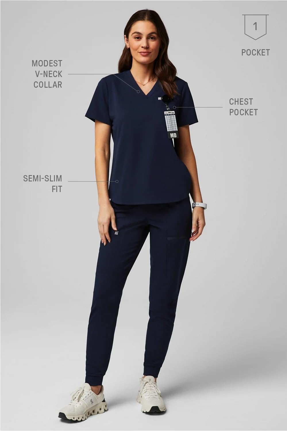 Fabletics Women's Vital 1-Pocket Scrub Top - MotionTech, Wrinkle-Resist, Chest Pocket, Anti-Shrink, Semi-Slim Fit - Image 6