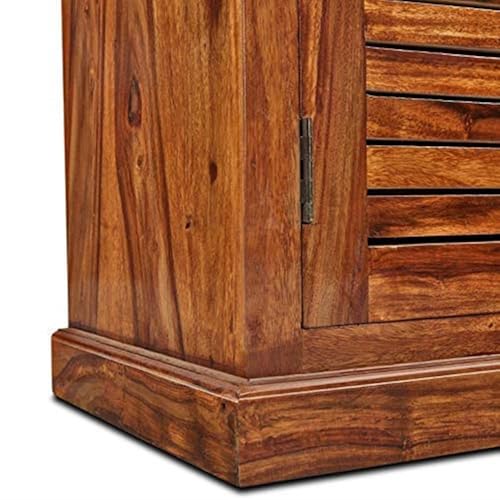 Image of Solid Sheesham Wood Multipurpose Shoe Rack | Cabinet for Living Room | Bedroom | Hall | Entryway | Home Furniture (Honey Finish)