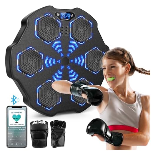 Second Generation Smart Music Boxing Target,Music Boxing Machine, Smart Boxing Machine Wall Mounted, Bluetooth Boxing Training Punching Equipment, Home Workout Musical Boxing Machine with Gloves