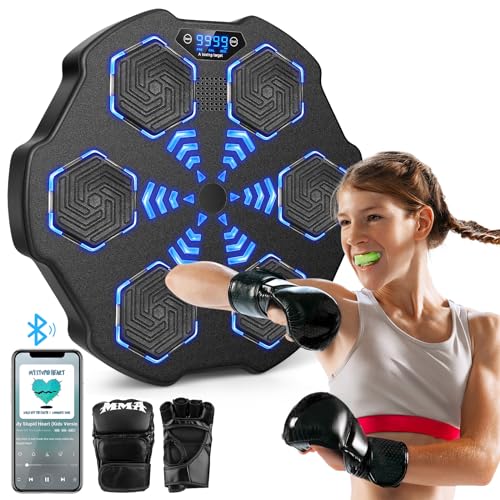 Second Generation Smart Music Boxing Target，Music Boxing Machine, Smart Boxing Machine Wall Mounted, Bluetooth Boxing Training Punching Equipment, Home Workout Musical Boxing Machine with Gloves