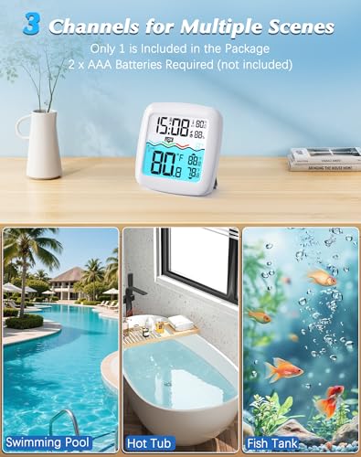 Image of Wireless Pool Thermometer Floating Easy Read, Water Temperature Monitor | IPX8 Waterproof Digital Thermometer, Instant Display with 2 Sealing Wrenches for Swimming Pool, Spa, Hot Tub, Cold Plunge